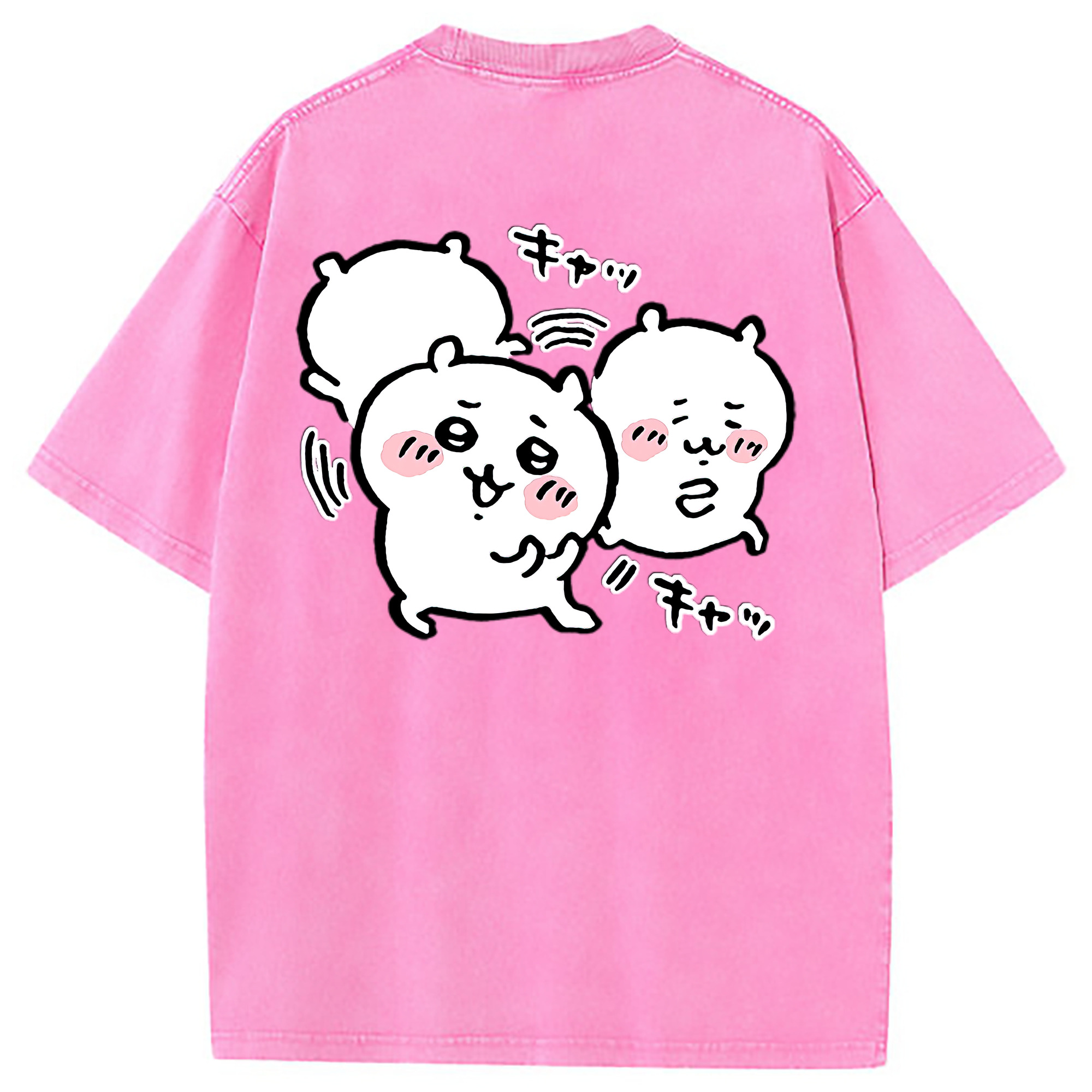 （画像用） ちいかわ ちいかわ Chii-kawa chiikawa 綿100% ヴィンテージ風 半袖Tシャツ（背面プリント）